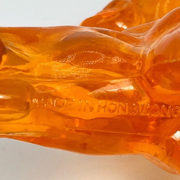 Vintage Clear Orange Plastic Dog Lab Figure Toy Hong Kong - Picture 5 of 7